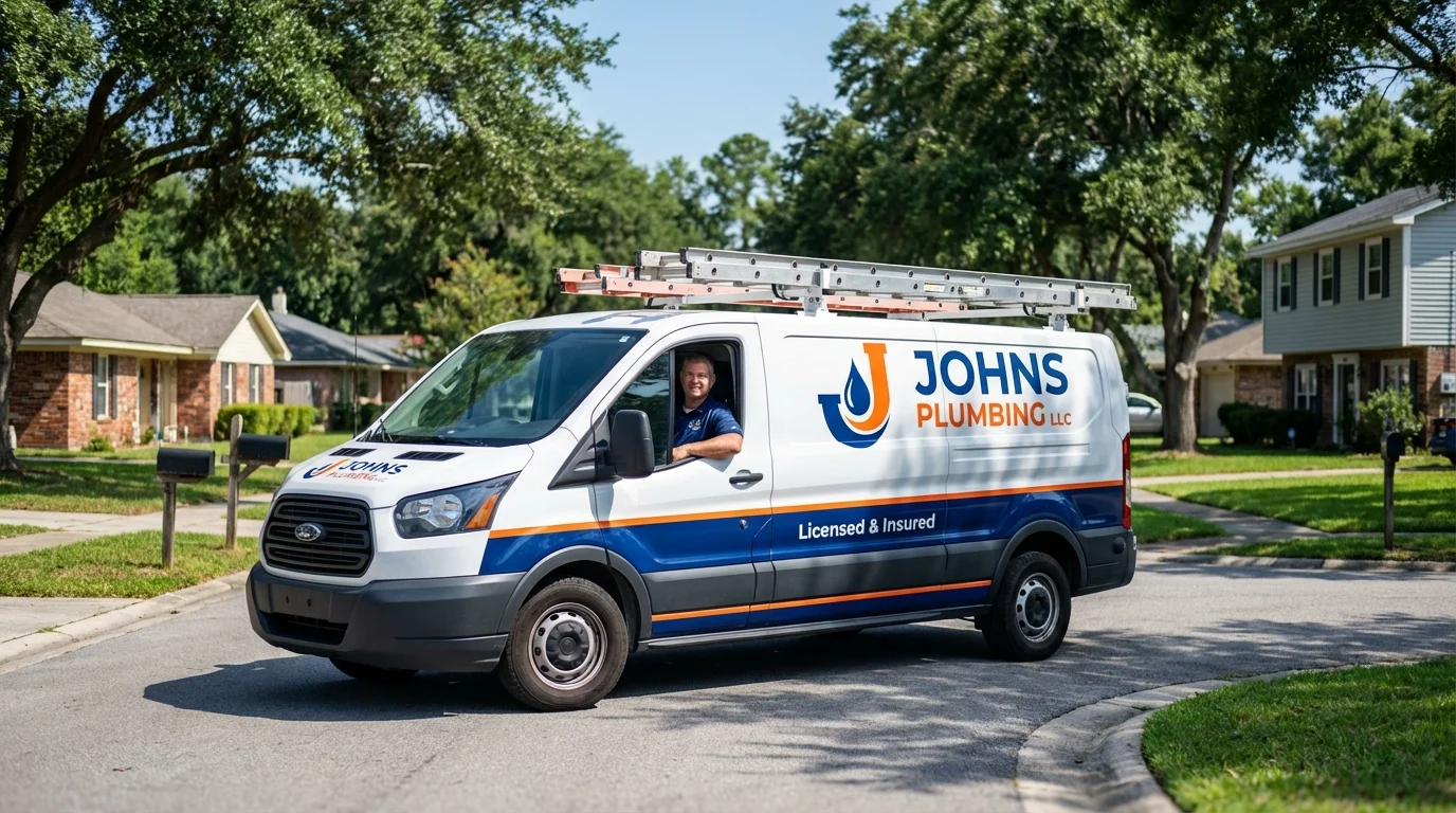 Johns Plumbing LLC service van in Beaufort, SC