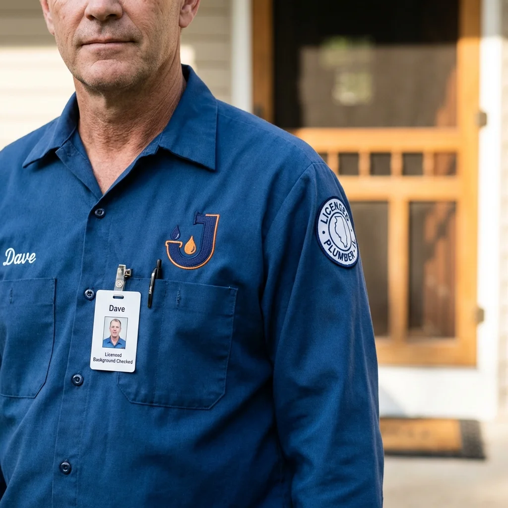 Licensed plumber showing ID badge in Beaufort, SC
