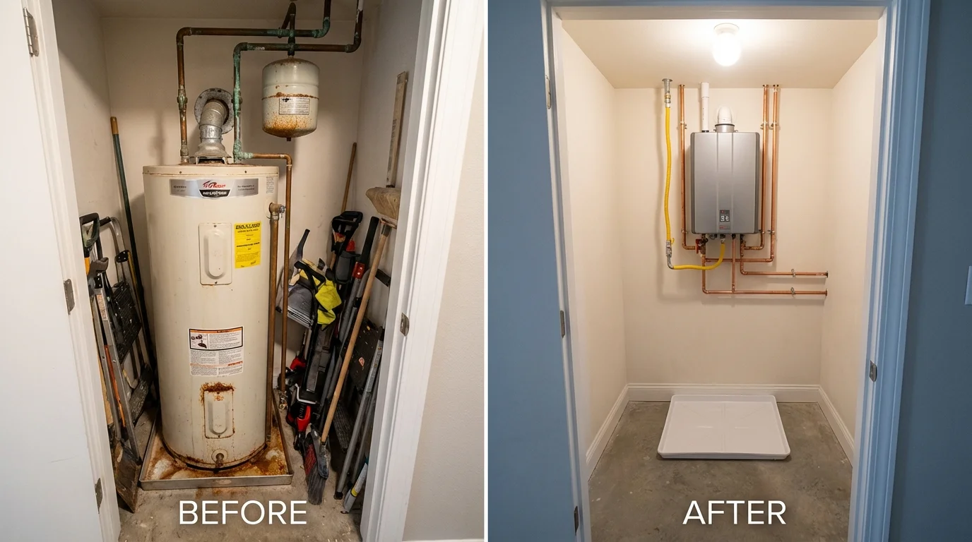 Tank water heater versus wall-mounted tankless unit comparison for Beaufort, SC homeowners