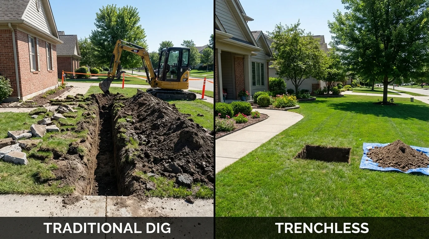 Trenchless sewer repair with minimal yard damage versus traditional excavation in Beaufort, SC